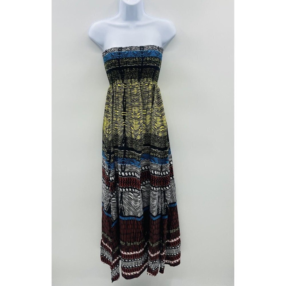 Xhilaration Juniors Size Small Tropical Print Strapless Maxi Dress in Black
